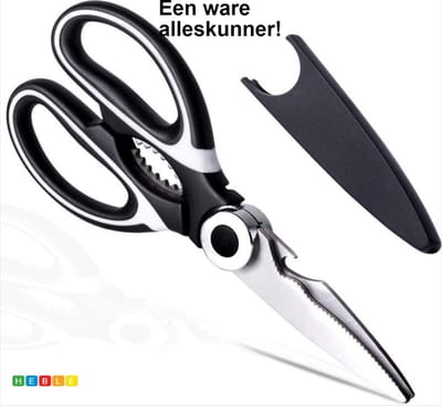 New Age Devi - "Multifunctionele Keukenschaar - Vaatwasserbestendig - Huishoudschaar - Links- en rechtshandig - Flesopener - Notenkraker - Vissenontschubber"