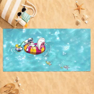 Cartoon Schattige D-Diddl Muis Handdoek Sneldrogend Absorberende Strandhanddoek voor Sport, Fitness, Zwemmen en Buitenactiviteiten W102*H193(CM)