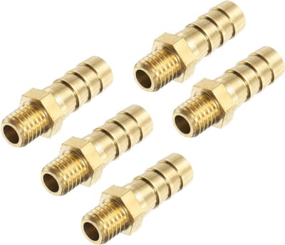 SnelShoppen - 5x M8-1.25 ID 8mm Tuinslang Koppelingen Messing - Barbed Gas Slangkoppelingen - Perfect voor Water, Brandstof, Adapter, Buiskoppeling -