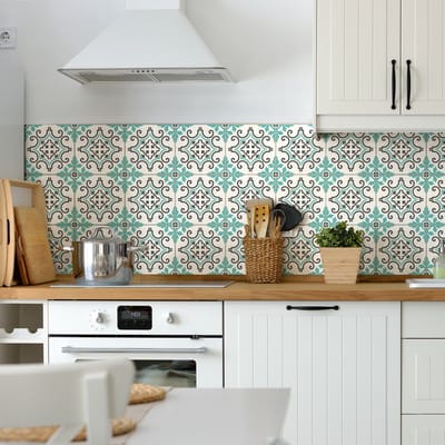 Zelfklevende tegelmuurstickers voor keuken en badkamer - 30 Antonella Azulejo tegelstickers - 30 stickers 20x20cm