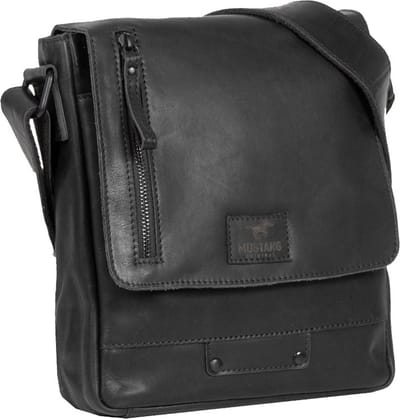MUSTANG Leren Schoudertas San Marino Leather Crossbody Bag Black Zwart