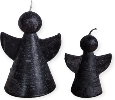 Home Society - Set/2 - Engelkaarsjes - Maat L&S - Zwart - 11,5 en 8 cm hoog - Kerst