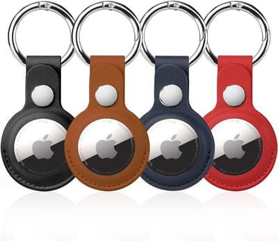 Daity 4-delige AirTag organizertas - geschikt voor AirTag-sleutelhangers - gemaakt van PU-leer - bagagespecifieke AirTag-accessoires - met metalen drukknoopsluiting - te gebruiken voor bagage - sleutels - huisdieren - kindertassen - enz.