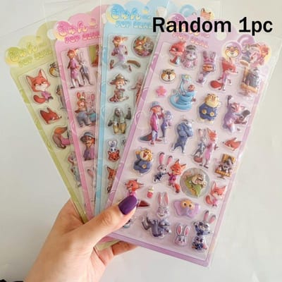 Zootopia Cartoon 3D Reliëf Stickers Decoratieve Leuke En Charmante Judy Nick Telefoonhoes Laptop Decoratie Bellenstickers Speelgoed