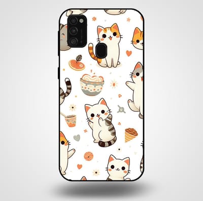 Smartphonica Telefoonhoesje voor Samsung Galaxy M21 met katten opdruk - TPU backcover case katten design geschikt voor Samsung Galaxy M21
