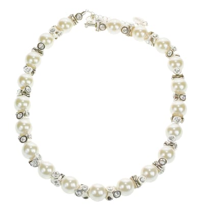 Behave - Klassiek parelcollier met steentjes - 41 cm + 5 cm verlengketting
