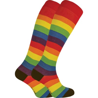 Set van 2 kniehoge bamboesokken met patroon voor dames - Regenboog