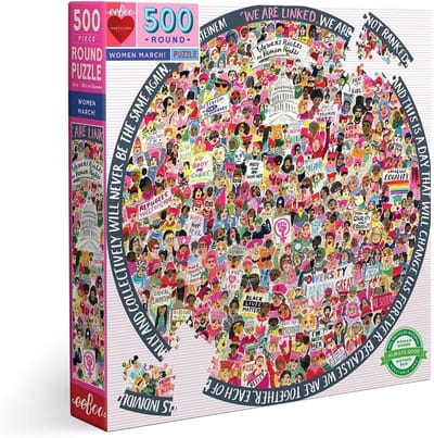 Ronde Puzzel - 500 Stukjes - Ontspanning Thuis - Illustratie Vrouwenmars - Diameter 58cm - Meerkleurig
