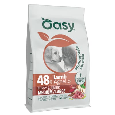 Oasy Puppy & Junior Medium/Large Hondenbrokken met Lam - Dubbelpak: 2 x 10 kg