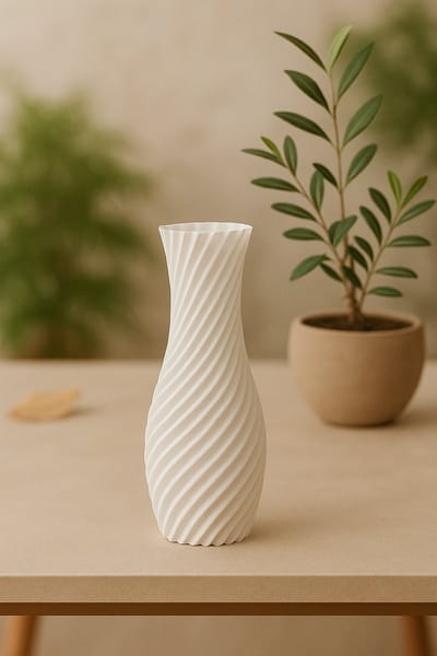 3D geprinte vaas - Wit 17 cm - Helix