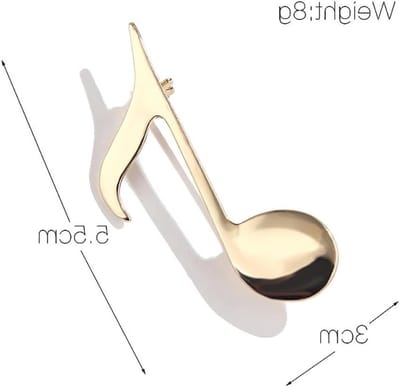 Muzikale Broche - Muziek Pin - Accessoire Verfraaien - Minimalistisch Design - 5.5 cm Lengte - Goud