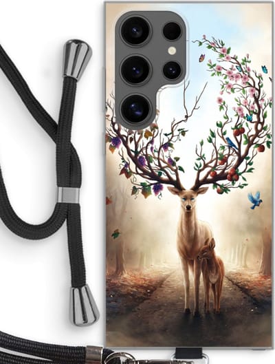 Case Company® - Hoesje met koord geschikt voor Samsung Galaxy S24 Ultra hoesje met Koord - Seasons Change - Telefoonhoesje met Zwart Koord - Bescherming aan alle Kanten en Over de Schermrand