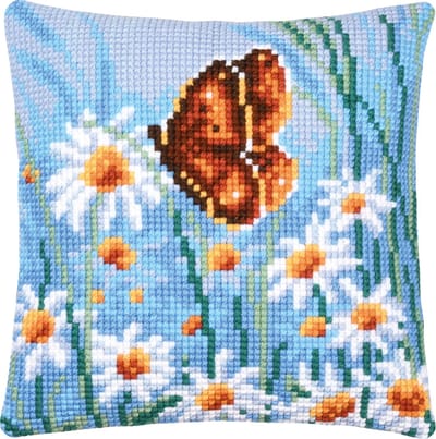 Vervaco - Kruissteekkussen kit Vlinder tussen bloemen - PN-0203670