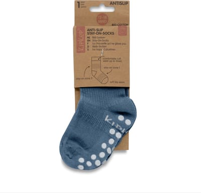 KipKep Blijf-Sokken Antislip - Blue Heaven - baby peuter sokken - Maat 12-18 maanden - schoenmaat 19-22 - blauw - 1 paar - zakken niet af - Stay-on-Socks - biologisch katoen, GOTS