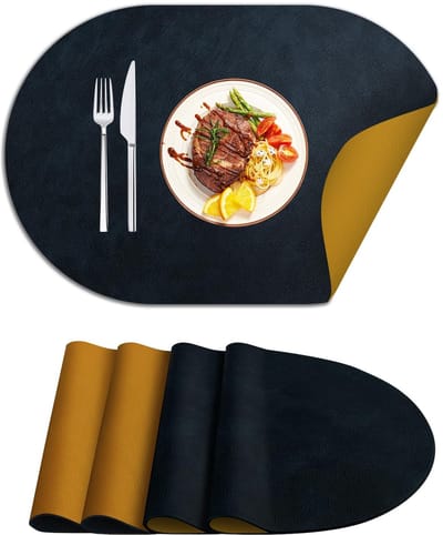 Dailygoods- Placemats Set van 4 - Dubbelzijdige Tweekleurige Placemats - Hitteisolatie - Waterdicht - Wasbaar - 45 x 30 cm - Tafelmat