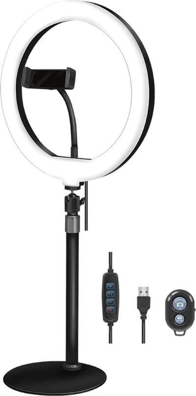 LogiLink Smartphone-Ringlicht-Stativ mit Fernauslöser für Smartphone von 10,16 cm - 17,78 cm (4 - 17,80cm (7)), - 1 S