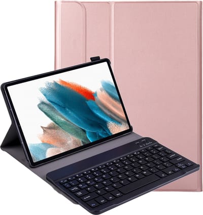 Hoes Geschikt voor Samsung Galaxy Tab A8 - Toetsenbord Case - Keyboard Book Cover - Hoesje - Rosé goud