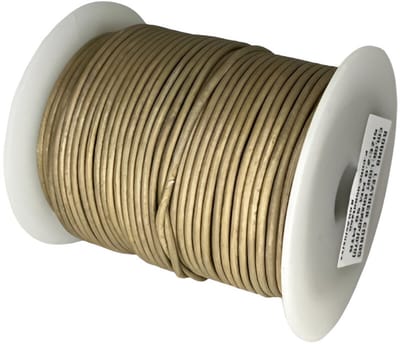 Leren Koord Rond, 50 m x 2 mm - Rond Lederen Koord, Voor Halskettingen, Armbanden, Sieraden, Knutselkralen en Veters (Light Khaki)