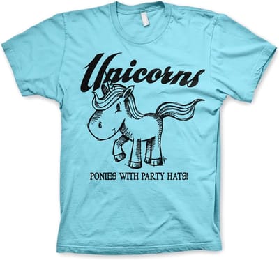Hybris Unicorns Ponies With Party Hats T-shirt Skyblue