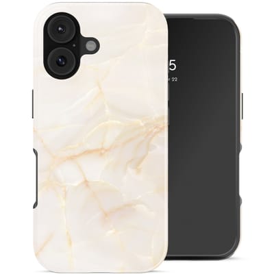 Selencia Hoesje - Geschikt voor Apple iPhone 17 - Backcover - Golden Beige Marble