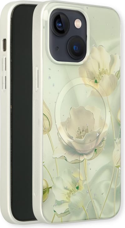 Casemania Hoesje Geschikt voor Apple iPhone 15 Plus - Groen - Siliconen Marmer Back Cover - Geschikt voor MagSafe