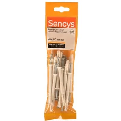 Sencys Nagelplug Nylon - Diam. 6x80mm - 20 Stuks