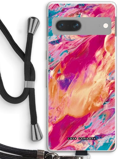 Case Company® - Hoesje met koord geschikt voor Google Pixel 7 hoesje met Koord - Pastel Echoes - Telefoonhoesje met Zwart Koord - Bescherming aan alle Kanten en Over de Schermrand