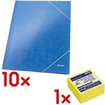 10x mappen met hoekelastieken A4 »WOW 3982« incl. kubus herkleefbare notes 50x50