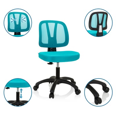 Children's Desk Chair / Children's Chair KID YU 200 Mesh Turquoise hjh OFFICE