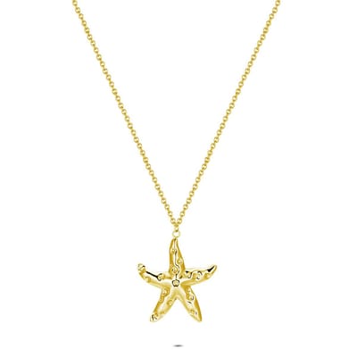 Twice As Nice Halsketting in edelstaal, ster Goudkleurig 60cm+5cm