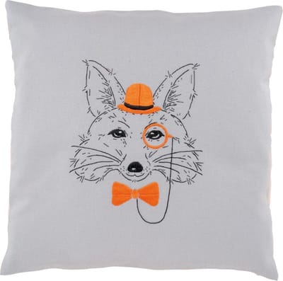 Vervaco - Borduurkussen kit - Vos met oranje bril - PN-0156060 - Borduren - Borduurpakket - Borduurpakket volwassenen