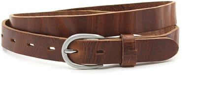 Dames riem midden bruin - Smalle leren riem 2,5cm met gekreukt leer - Leer - Smalle riem - Stoer - Maat 85