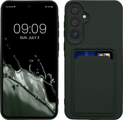kwmobile telefoonhoesje geschikt voor Samsung Galaxy A55 5G - Hoesje met pasjeshouder - TPU case in donkergroen
