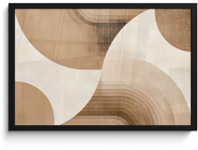 Poster in lijst - Fotolijst 60x40 cm - Posters - Retro - Geometrische lagen - Aardetinten - Posterlijst zwart - Decoratie - Wanddecoratie woonkamer - Muurdecoratie slaapkamer
