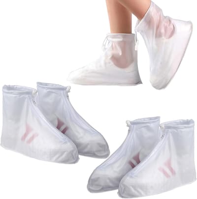 Set van 2 paar waterdichte overschoenen met ritssluiting - Herbruikbaar - Antislip - Voor regen, sneeuw en modderige wegen (XL)