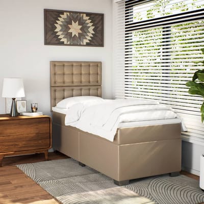 vidaXL - Boxspring - met - matras - kunstleer - cappuccinokleurig - 100x200 - cm