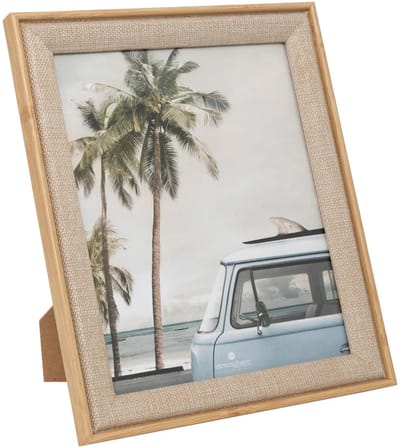 Atmosphera Fotolijstje Java - voor 20 x 25 cm foto - beige - mdf/glas - ornament frame linnen - 24.5 x 29.5 cm - staand/hangend