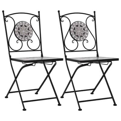 vidaXL - Mozaïek - klapstoelen, - 2 - stuks, - grijs