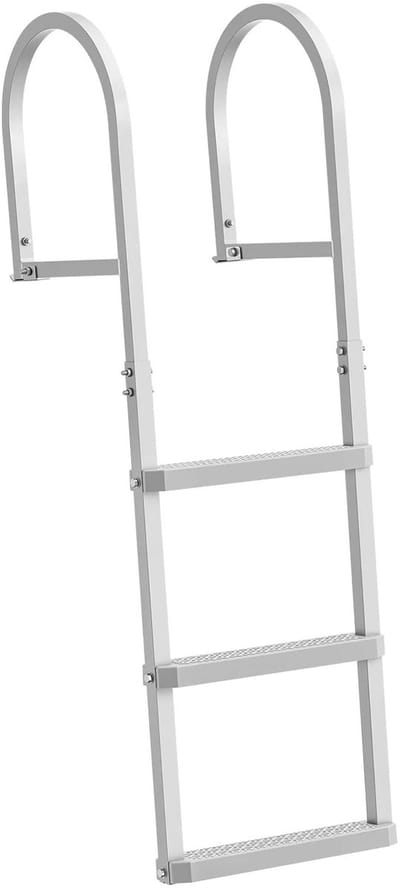 Atlasyx trap - Opstapje - Opstapkrukje - Opstap trapje - Zwemladder - 5 Treden - Afneembaar - 41 x 37,5 x 193,8 cm - Zilver