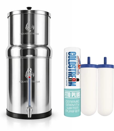 Aquaticstream 8.5L Gravity Filtration System™ | Coldstream FTO+ Filters + 7" Stainless Steel WaterView (berkey alternatief)
