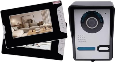 Deurintercom Systeem - Deurbelset Videofoon - Huisbeveiliging - 7 inch Kleurenscherm - 25 x 15 x 15 cm - Zwart