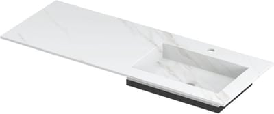 INK Post wastafel in keramische slab met envelop bodem wasbak rechts met ,2 kraangaten, 120x45x1cm, calacatta mat