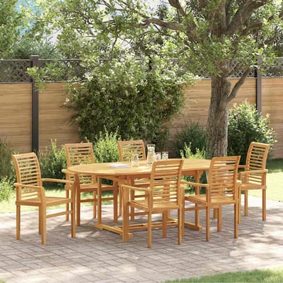 vidaXL - Tuin - Eettafel - Set - 7 - pcs - Bruin - Massief - Teakhout