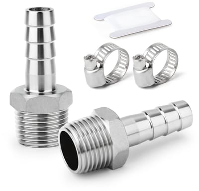 Dailygoods- Slangtule 2 Stuks - Roestvrij Staal 304 - Koppelingen 6 mm naar 1/4" BSP - Industrieel - Knelkoppeling voor Water/Lucht/Brandstof - Hoge Temperatuurweerstand - Fittingen