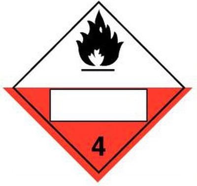 Beschrijfbare ADR klasse 4.2 sticker zelfontbrandende stoffen 300 x 300 mm