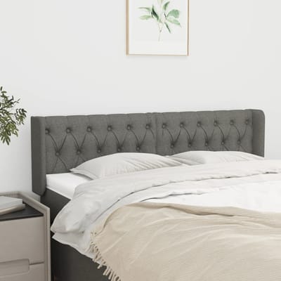 vidaXL - Hoofdbord - met - randen - 147x16x78/88 - cm - stof - donkergrijs