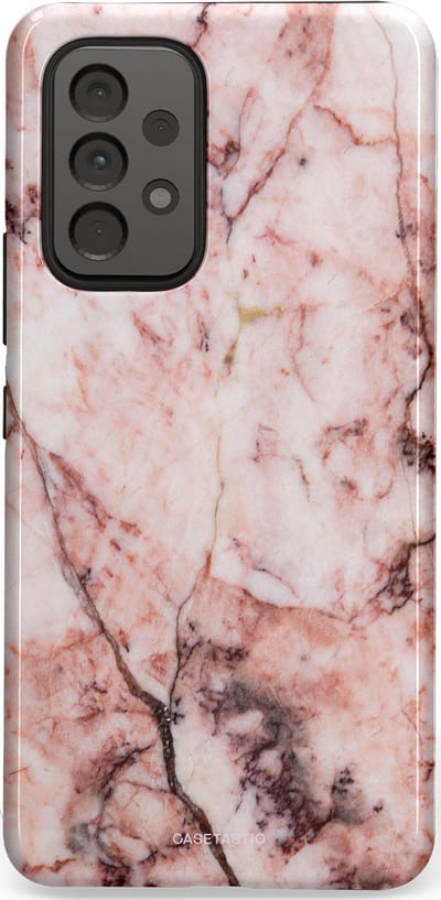 Casetastic hoesje geschikt voor Samsung Galaxy A53 (2022) 5G - Dubbellaagse bescherming - Koraalrif Marmer - Fashion Case - Lichtroze Perzik