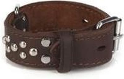 Leren halsband Noppy, bruin.