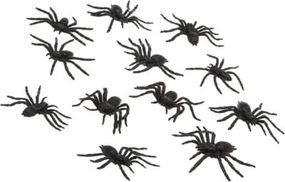 Atosa spinnen - 12x stuks - kunststof - zwart - 3 x 6 cm - helloween
