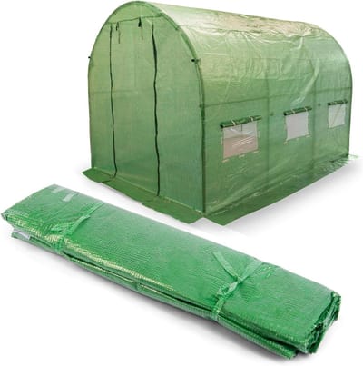 Vervangingsfolie Tunneltent - Reservehoes Kas - Bescherming Planten - UV4-bestendig PE - 2 x 35 m - groen